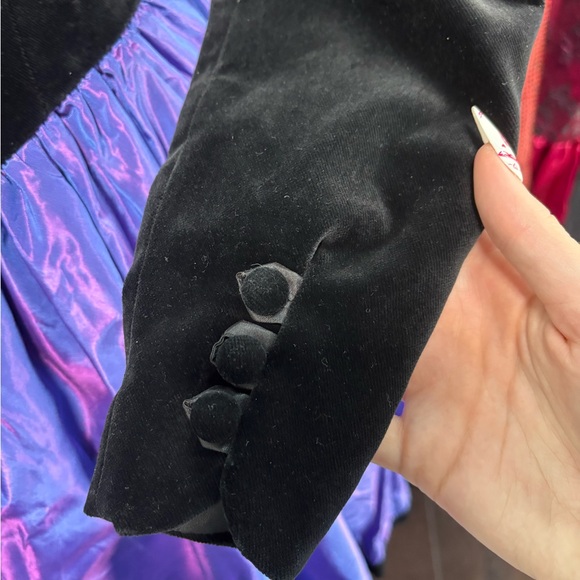 Vintage 90s Laura Ashley 6 Purple Iridescent Velvet Glam Fit Flare Dress Formal - Picture 6 of 9